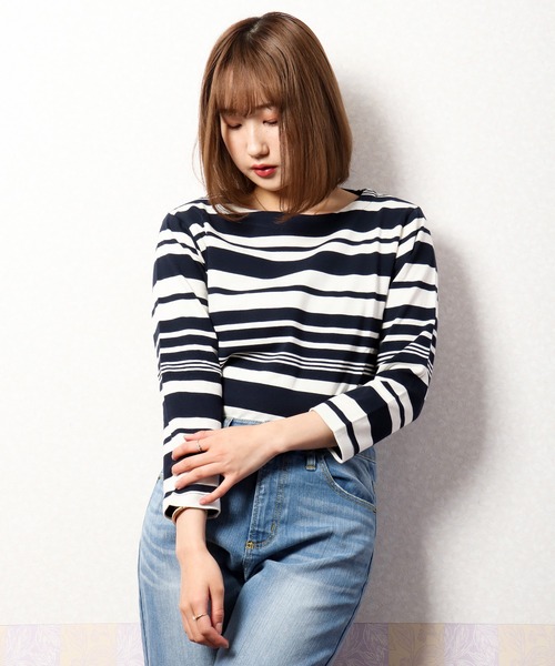 nougatine(ヌガティーヌ)の「【nougatine】ボートネック8分袖プルオーバー(スウェット・レディース・ブラック/ネイビー/ピンク・FREE)」の8枚目の写真