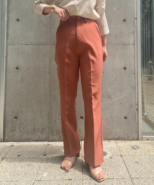 CIAOPANIC（チャオパニック）の「カラーセンタープレススラックスパンツ（スラックス・レディース・ライトグレー/ピンク/グリーン/ブラック・FREE）」の4枚目の写真