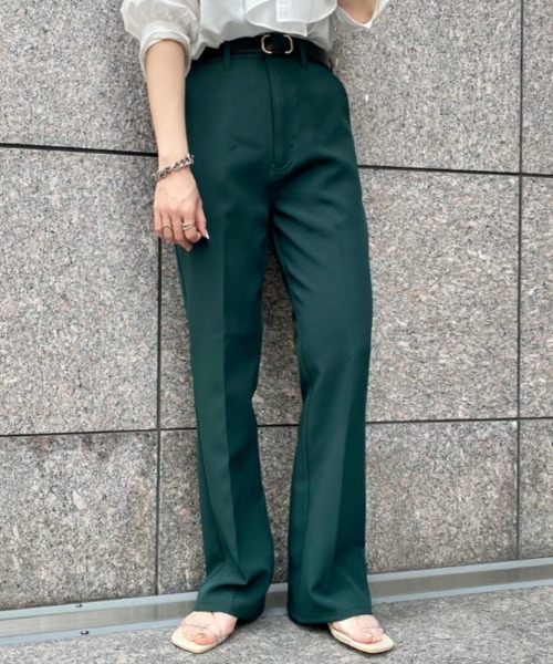 CIAOPANIC（チャオパニック）の「カラーセンタープレススラックスパンツ（スラックス・レディース・ライトグレー/ピンク/グリーン/ブラック・FREE）」の3枚目の写真