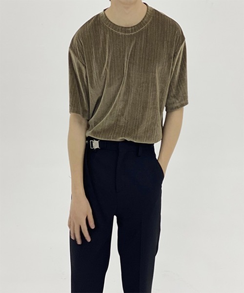 WESTBOY(ウエストボーイ)の「【WB ORIGINALS】Drop Shoulder T-shirt in Corduroy Fabric WO21S401TP(Tシャツ/カットソー・メンズ・ブラック/ブラウン/グレー/ブルー・S/M/L)」の3枚目の写真