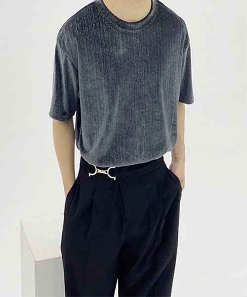 WESTBOY(ウエストボーイ)の「【WB ORIGINALS】Drop Shoulder T-shirt in Corduroy Fabric WO21S401TP(Tシャツ/カットソー・メンズ・ブラック/ブラウン/グレー/ブルー・S/M/L)」の2枚目の写真