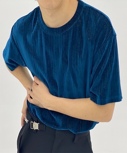 WESTBOY(ウエストボーイ)の「【WB ORIGINALS】Drop Shoulder T-shirt in Corduroy Fabric WO21S401TP(Tシャツ/カットソー・メンズ・ブラック/ブラウン/グレー/ブルー・S/M/L)」の5枚目の写真