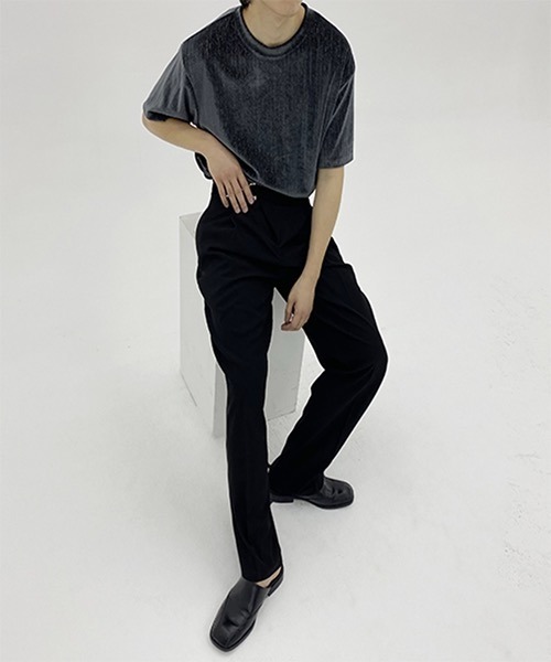 WESTBOY(ウエストボーイ)の「【WB ORIGINALS】Drop Shoulder T-shirt in Corduroy Fabric WO21S401TP(Tシャツ/カットソー・メンズ・ブラック/ブラウン/グレー/ブルー・S/M/L)」の6枚目の写真