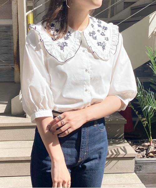 apres jour（アプレジュール）の「刺繍フリルブラウス【ZOZOTOWN限定アイテム】（シャツ/ブラウス・レディース・オフホワイト/ピンクベージュ/モカ・フリー/X-LARGE）」の17枚目の写真