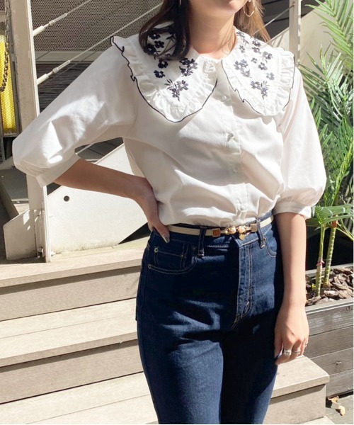 apres jour（アプレジュール）の「刺繍フリルブラウス【ZOZOTOWN限定アイテム】（シャツ/ブラウス・レディース・オフホワイト/ピンクベージュ/モカ・フリー/X-LARGE）」の8枚目の写真