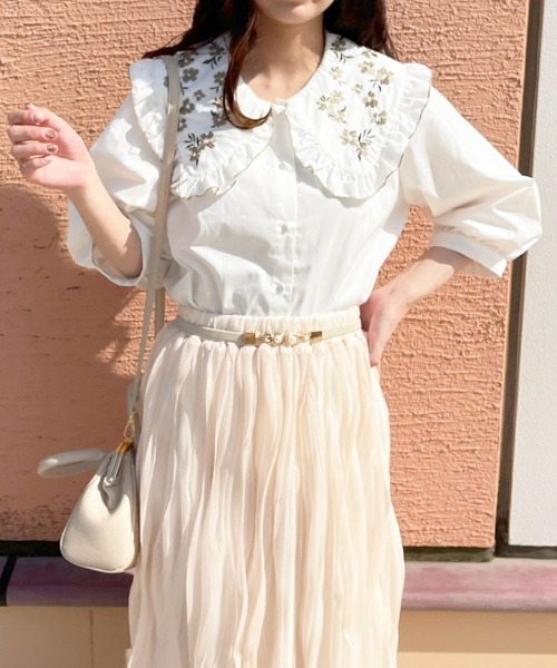 apres jour（アプレジュール）の「刺繍フリルブラウス【ZOZOTOWN限定アイテム】（シャツ/ブラウス・レディース・オフホワイト/ピンクベージュ/モカ・フリー/X-LARGE）」の10枚目の写真