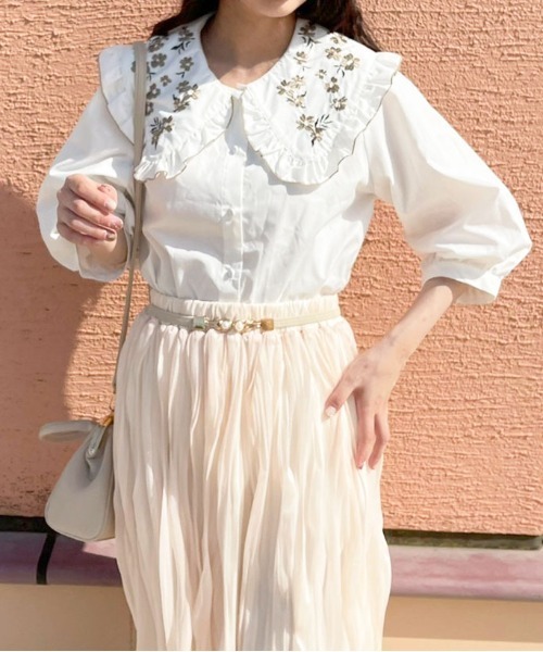 apres jour（アプレジュール）の「刺繍フリルブラウス【ZOZOTOWN限定アイテム】（シャツ/ブラウス・レディース・オフホワイト/ピンクベージュ/モカ・フリー/X-LARGE）」の18枚目の写真