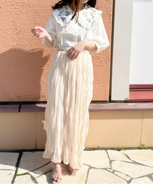 apres jour（アプレジュール）の「刺繍フリルブラウス【ZOZOTOWN限定アイテム】（シャツ/ブラウス・レディース・オフホワイト/ピンクベージュ/モカ・フリー/X-LARGE）」の9枚目の写真