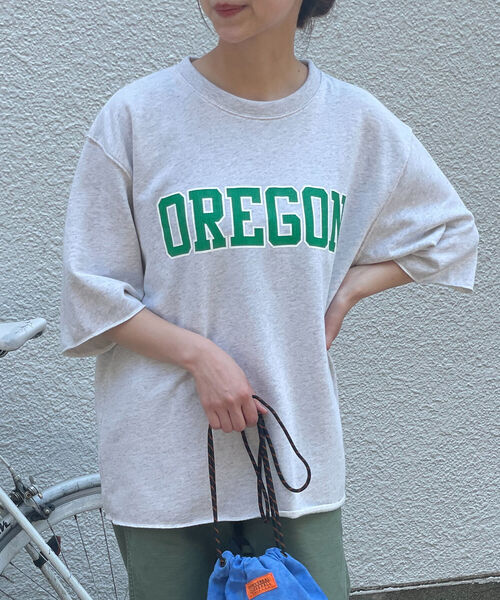 GLOSTER（グロスター）の「カレッジプリント裏毛ショートスリーブTEE（Tシャツ/カットソー・メンズ・ホワイト/オフホワイト/ブラック・FREE）」の3枚目の写真