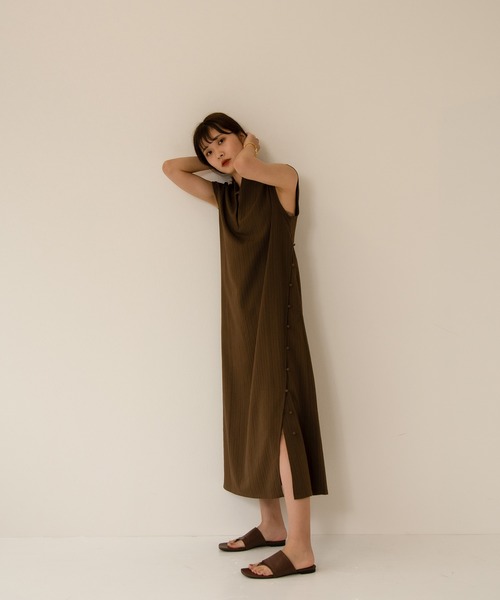 I_am（アイアム）の「V neck arrange stripe ops（ワンピース・レディース・ブラウン/オレンジ/ベージュ系・FREE）」の12枚目の写真