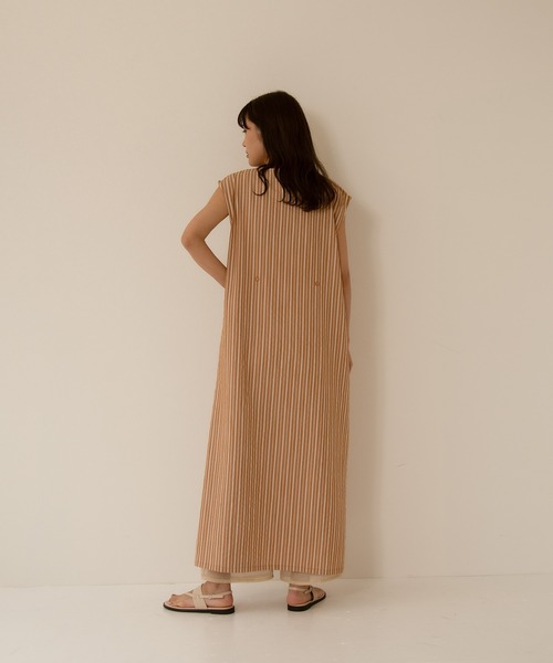 I_am（アイアム）の「V neck arrange stripe ops（ワンピース・レディース・ブラウン/オレンジ/ベージュ系・FREE）」の15枚目の写真