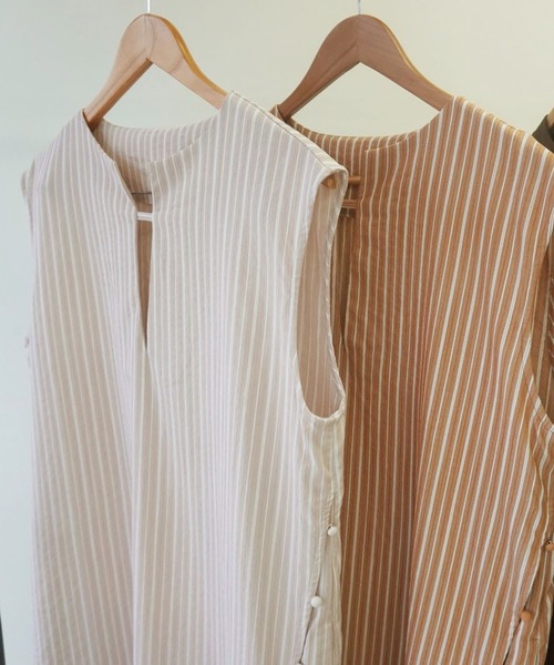 I_am（アイアム）の「V neck arrange stripe ops（ワンピース・レディース・ブラウン/オレンジ/ベージュ系・FREE）」の16枚目の写真