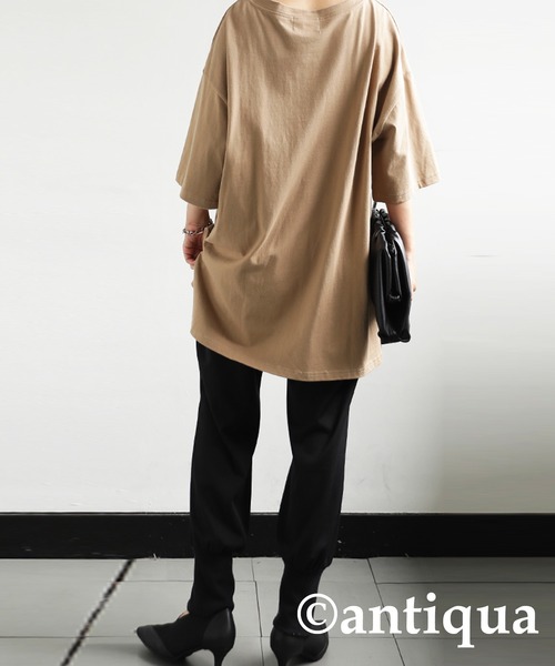 antiqua(アンティカ)の「大人の品格。バー付きキーネックトップス(Tシャツ/カットソー・レディース・ブラック/ベージュ/カーキ/ブラウン系その他/ブラウン系その他2/オフホワイト・FREE)」の18枚目の写真