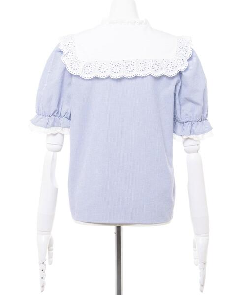 Allamanda(アラマンダ)の「ヨークフリルレース/ブラウス(シャツ/ブラウス・レディース・ブルー系1/その他3/オフホワイト・M)」の6枚目の写真