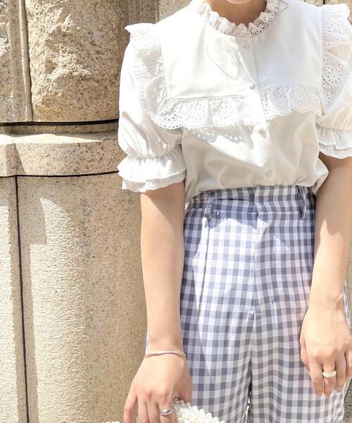 Allamanda(アラマンダ)の「ヨークフリルレース/ブラウス(シャツ/ブラウス・レディース・ブルー系1/その他3/オフホワイト・M)」の12枚目の写真