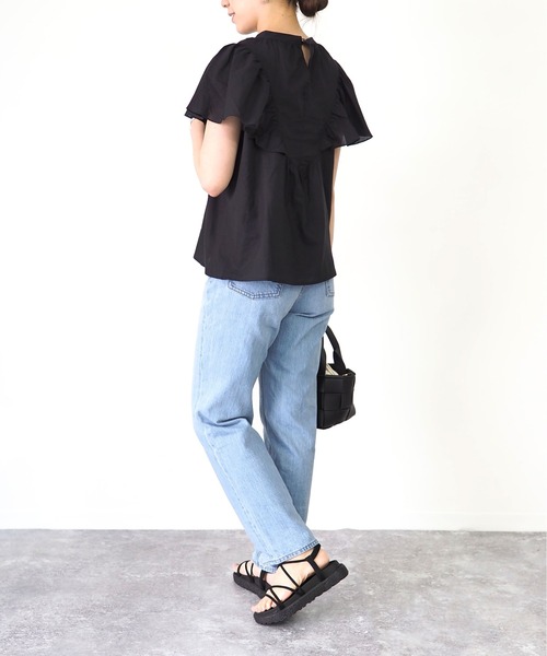 Riberry（リベリー）の「スタンドカラーラッフルブラウス（シャツ/ブラウス・レディース・ブラック/オフホワイト・MEDIUM）」の20枚目の写真