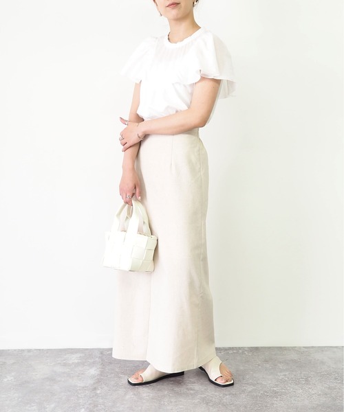 Riberry（リベリー）の「スタンドカラーラッフルブラウス（シャツ/ブラウス・レディース・ブラック/オフホワイト・MEDIUM）」の7枚目の写真