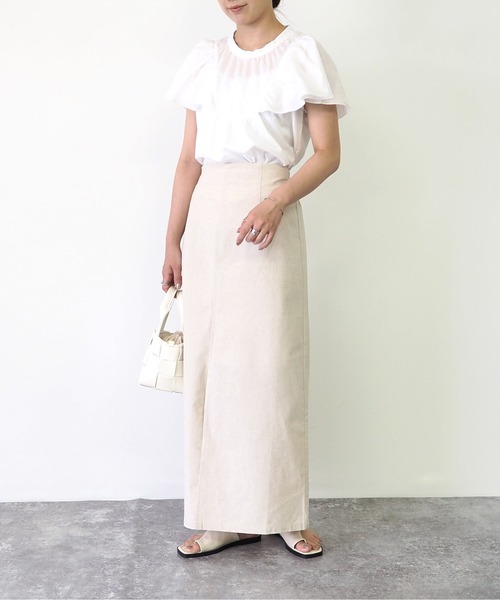 Riberry（リベリー）の「スタンドカラーラッフルブラウス（シャツ/ブラウス・レディース・ブラック/オフホワイト・MEDIUM）」の8枚目の写真