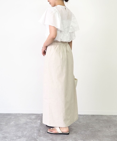 Riberry（リベリー）の「スタンドカラーラッフルブラウス（シャツ/ブラウス・レディース・ブラック/オフホワイト・MEDIUM）」の11枚目の写真