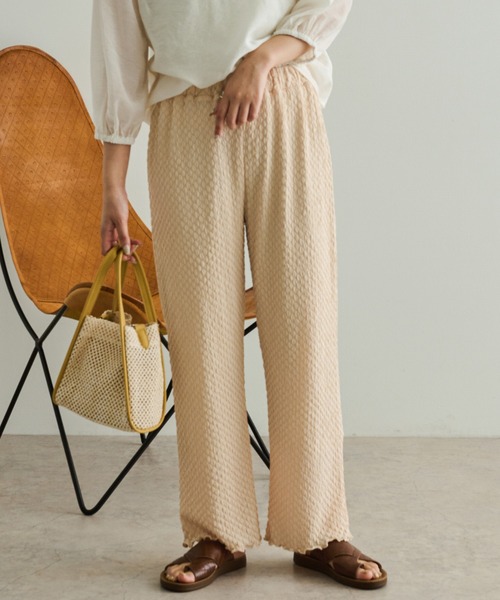 Ambre Neige（アンブルネージュ）の「ジャガードフレアパンツ／【WEB/EC限定商品】（その他パンツ・レディース・アイボリー/モカ/ピンクベージュ・FREE）」の3枚目の写真