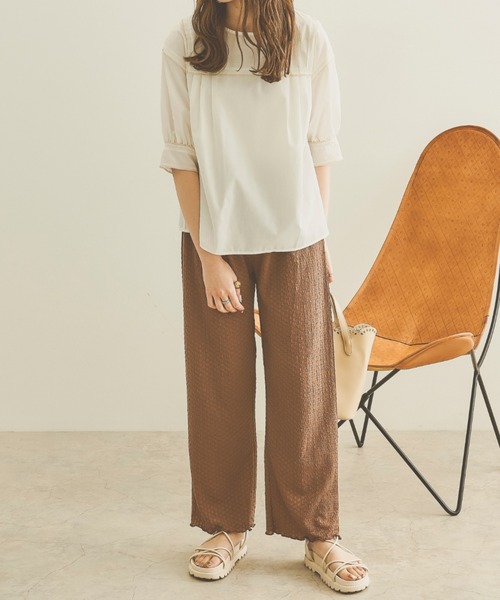 Ambre Neige（アンブルネージュ）の「ジャガードフレアパンツ／【WEB/EC限定商品】（その他パンツ・レディース・アイボリー/モカ/ピンクベージュ・FREE）」の10枚目の写真