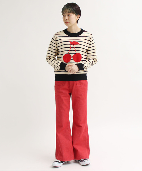 CHILD WOMAN(チャイルドウーマン)の「綿リリヤン チェリーインターシャ長袖プルオーバー(ニット/セーター・レディース・ネイビー/ブラック/ブラウン・FREE)」の8枚目の写真