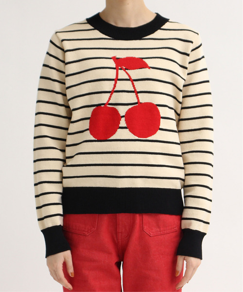 CHILD WOMAN(チャイルドウーマン)の「綿リリヤン チェリーインターシャ長袖プルオーバー(ニット/セーター・レディース・ネイビー/ブラック/ブラウン・FREE)」の18枚目の写真