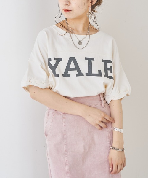 Chico(チコ)の「YALEロゴプリントラグビーTシャツ(Tシャツ/カットソー・レディース・ネイビー/パープル/チャコールグレー/ホワイト・FREE)」の11枚目の写真