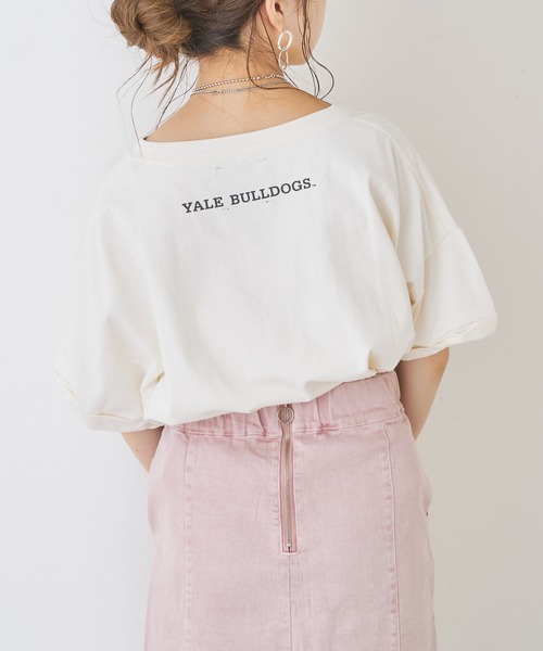Chico(チコ)の「YALEロゴプリントラグビーTシャツ(Tシャツ/カットソー・レディース・ネイビー/パープル/チャコールグレー/ホワイト・FREE)」の13枚目の写真