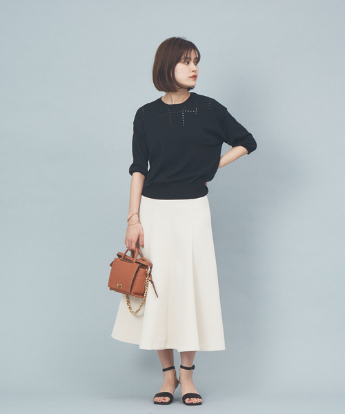 Rouge vif（ルージュヴィフ）の「【セットアップ対応】アイレットニットプルオーバー（ニット/セーター・レディース・ネイビー/ブラック・フリー）」の3枚目の写真