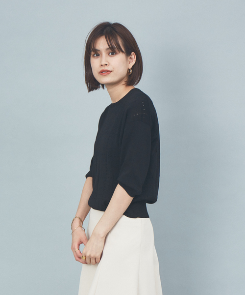 Rouge vif（ルージュヴィフ）の「【セットアップ対応】アイレットニットプルオーバー（ニット/セーター・レディース・ネイビー/ブラック・フリー）」の5枚目の写真