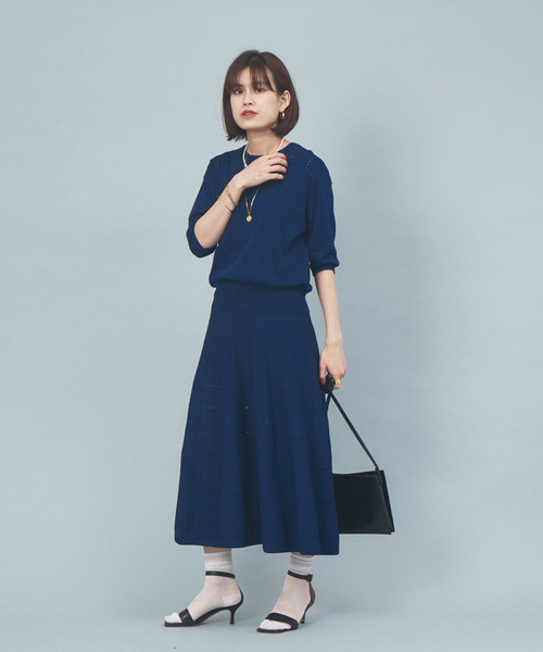 Rouge vif（ルージュヴィフ）の「【セットアップ対応】アイレットニットプルオーバー（ニット/セーター・レディース・ネイビー/ブラック・フリー）」の6枚目の写真