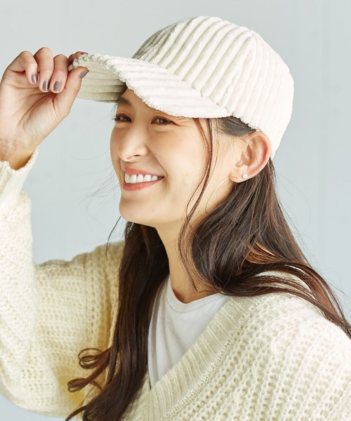14+（イチヨンプラス）の「コーデュロイキャップ（キャップ・レディース・ブラック/ダークブラウン/ベージュ/ブラウン/オフホワイト/ピンク/ミント・FREE）」の3枚目の写真