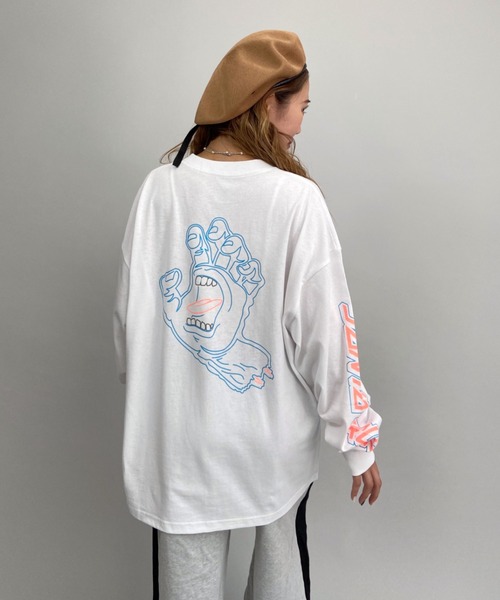 SANTA CRUZ（サンタクルーズ）の「【ムラサキスポーツ別注】SANTACRUZ/サンタクルーズ  ビッグシルエット  バックプリントロンT   502213433（Tシャツ/カットソー・レディース・ホワイト/グレー/グリーン・M/L）」の2枚目の写真