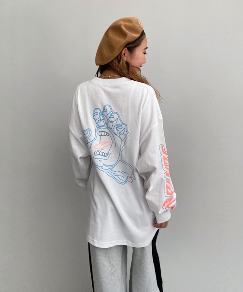 SANTA CRUZ（サンタクルーズ）の「【ムラサキスポーツ別注】SANTACRUZ/サンタクルーズ  ビッグシルエット  バックプリントロンT   502213433（Tシャツ/カットソー・レディース・ホワイト/グレー/グリーン・M/L）」の5枚目の写真