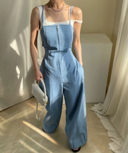 KOR(ケーオーアール)の「背中あきフロントジップサロペット/オールインワン(サロペット/オーバーオール・レディース・ホワイト/ブラック/ブルー・S/M/L)」の18枚目の写真