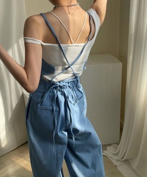 KOR(ケーオーアール)の「背中あきフロントジップサロペット/オールインワン(サロペット/オーバーオール・レディース・ホワイト/ブラック/ブルー・S/M/L)」の19枚目の写真