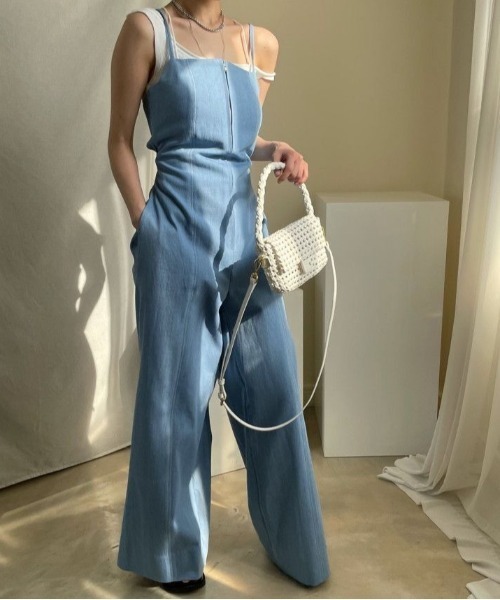 KOR(ケーオーアール)の「背中あきフロントジップサロペット/オールインワン(サロペット/オーバーオール・レディース・ホワイト/ブラック/ブルー・S/M/L)」の13枚目の写真