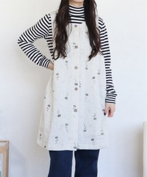 Monocoro toppi（モノコロトッピ）の「裏起毛 フラワープリント 前開き エプロン チュニック丈 大きめ（エプロン・レディース）」