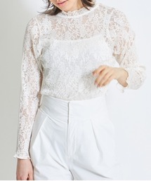 Cookie Chocolate | キャミ付きレーススタンドカラートップス(Tシャツ/カットソー)