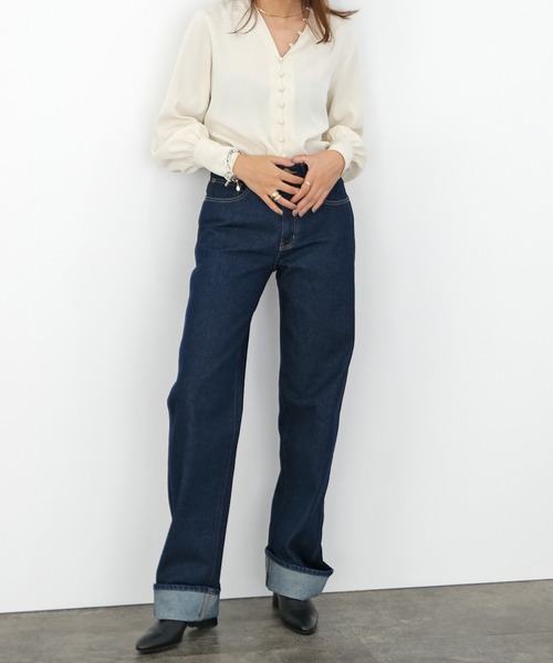 AKTE(アクテ)の「ディープVネックブラウス(シャツ/ブラウス・レディース・ホワイト/ブラック・FREE)」の19枚目の写真