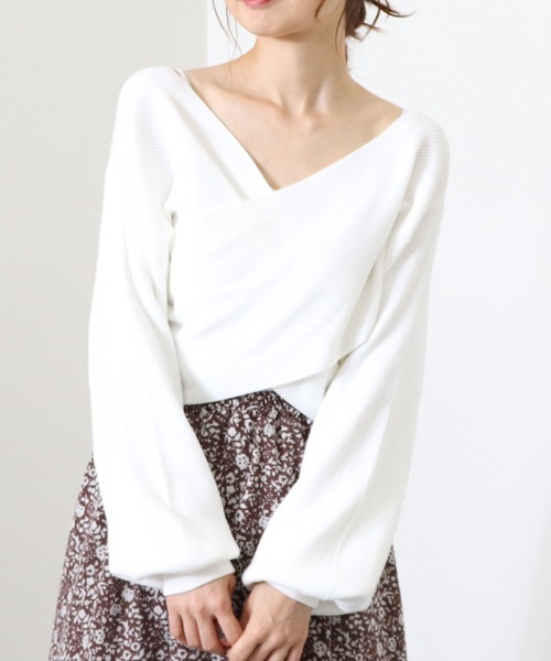 archives（アルシーヴ）の「クロスリブニットプルオーバー（ニット/セーター・レディース・オフホワイト/グレイッシュベージュ/マスタード/ブラウン/グリーン/ブラック・MEDIUM）」の2枚目の写真