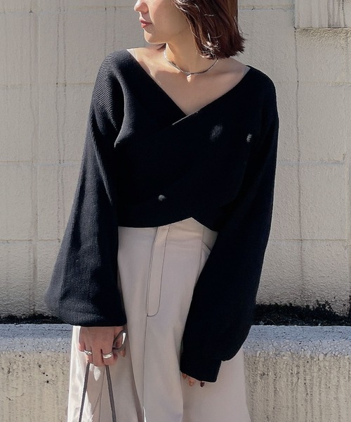 archives（アルシーヴ）の「クロスリブニットプルオーバー（ニット/セーター・レディース・オフホワイト/グレイッシュベージュ/マスタード/ブラウン/グリーン/ブラック・MEDIUM）」の3枚目の写真