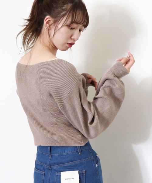 archives（アルシーヴ）の「クロスリブニットプルオーバー（ニット/セーター・レディース・オフホワイト/グレイッシュベージュ/マスタード/ブラウン/グリーン/ブラック・MEDIUM）」の8枚目の写真