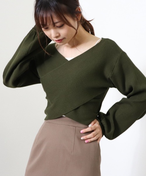 archives（アルシーヴ）の「クロスリブニットプルオーバー（ニット/セーター・レディース・オフホワイト/グレイッシュベージュ/マスタード/ブラウン/グリーン/ブラック・MEDIUM）」の11枚目の写真