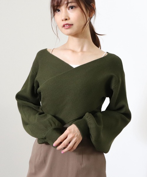 archives（アルシーヴ）の「クロスリブニットプルオーバー（ニット/セーター・レディース・オフホワイト/グレイッシュベージュ/マスタード/ブラウン/グリーン/ブラック・MEDIUM）」の7枚目の写真