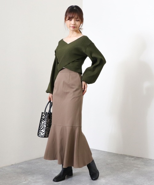 archives（アルシーヴ）の「クロスリブニットプルオーバー（ニット/セーター・レディース・オフホワイト/グレイッシュベージュ/マスタード/ブラウン/グリーン/ブラック・MEDIUM）」の9枚目の写真