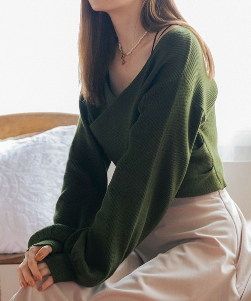 archives（アルシーヴ）の「クロスリブニットプルオーバー（ニット/セーター・レディース・オフホワイト/グレイッシュベージュ/マスタード/ブラウン/グリーン/ブラック・MEDIUM）」の18枚目の写真