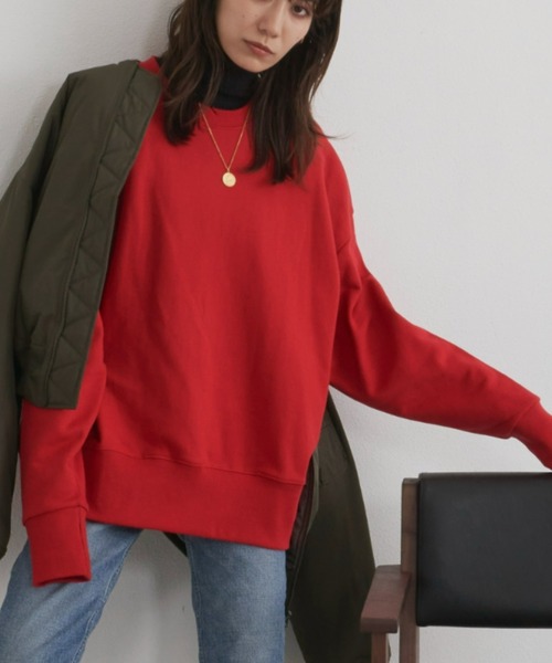 Auntie Rosa Holiday（アンティローザホリデー）の「オーバーサイズカラースウェットプルオーバー（スウェット・レディース・チャコールグレー/レッド/オレンジ/グリーン/アイボリー/ピンク/ホワイト・FREE）」の6枚目の写真