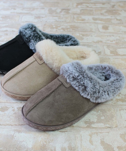 moz（モズ）の「moz(モズ) 裏ボア もこもこ ファースリッポン（スリッポン・レディース・ブラック/ダークベージュ/アイボリー・M/LL/S/L）」の3枚目の写真